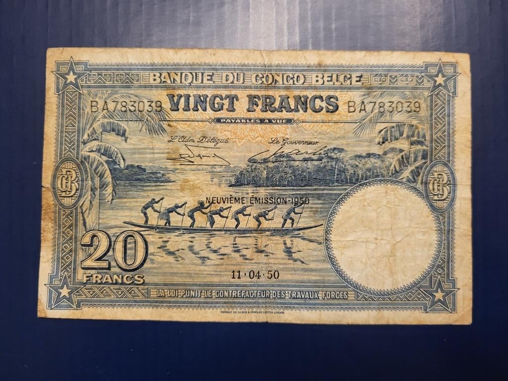 Belgisch-Congo ticket 20fr, Ophalen of Verzenden