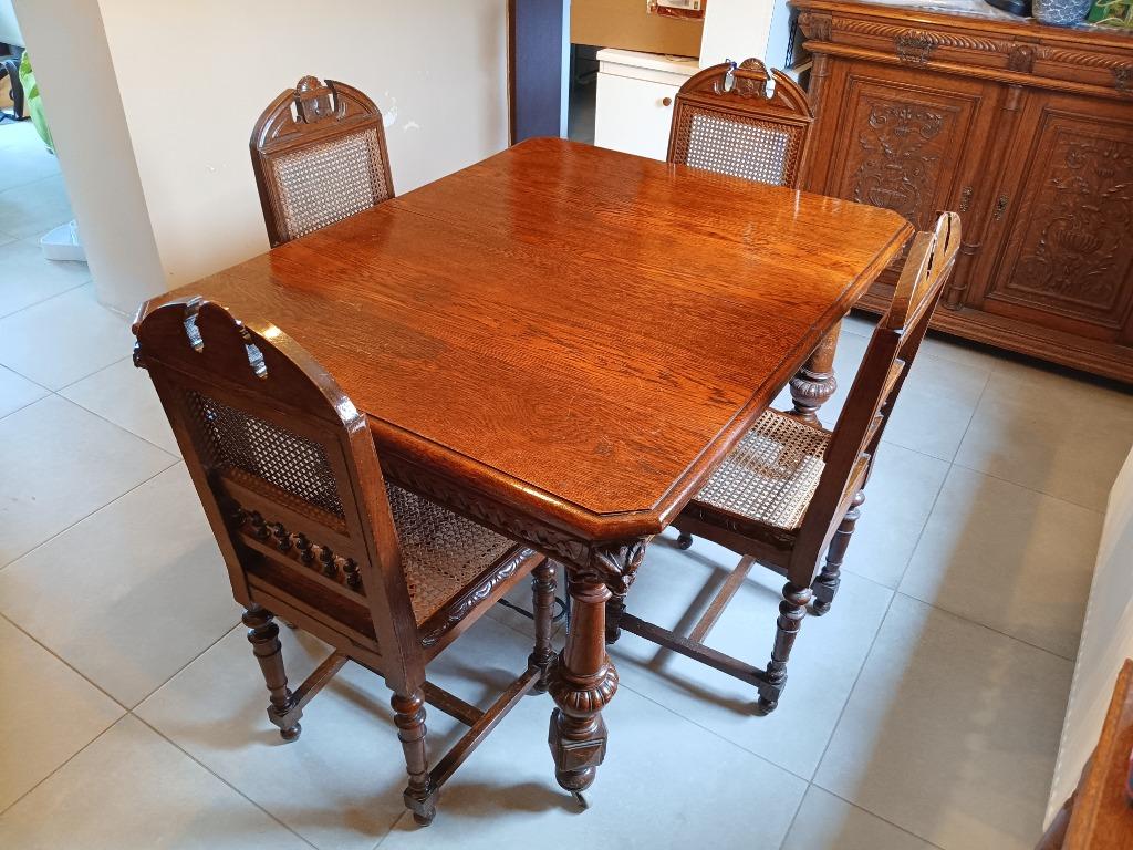 Table + 4 chaises, Maison & Meubles, Tables | Tables à manger, Enlèvement, Utilisé, Rectangulaire