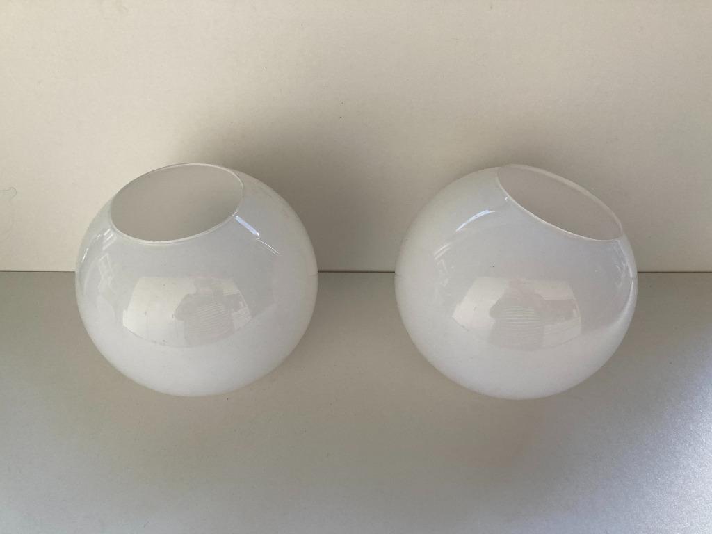 2 sphères blanches en verre Art Déco pour lampe suspendue, Enlèvement