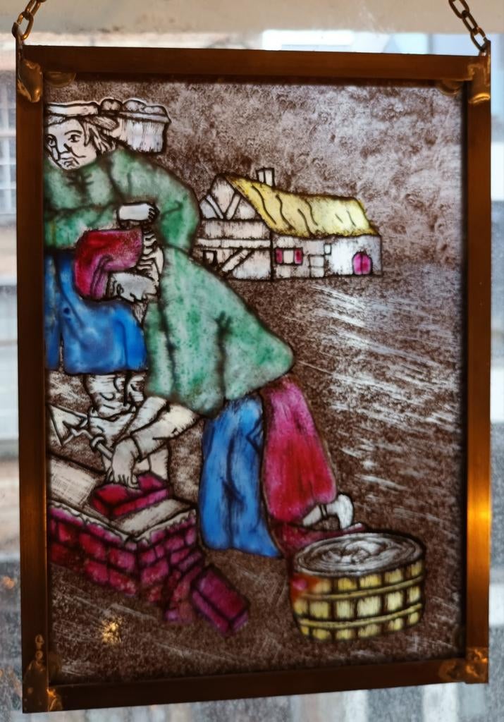 4 raampjes glas in lood., Ophalen