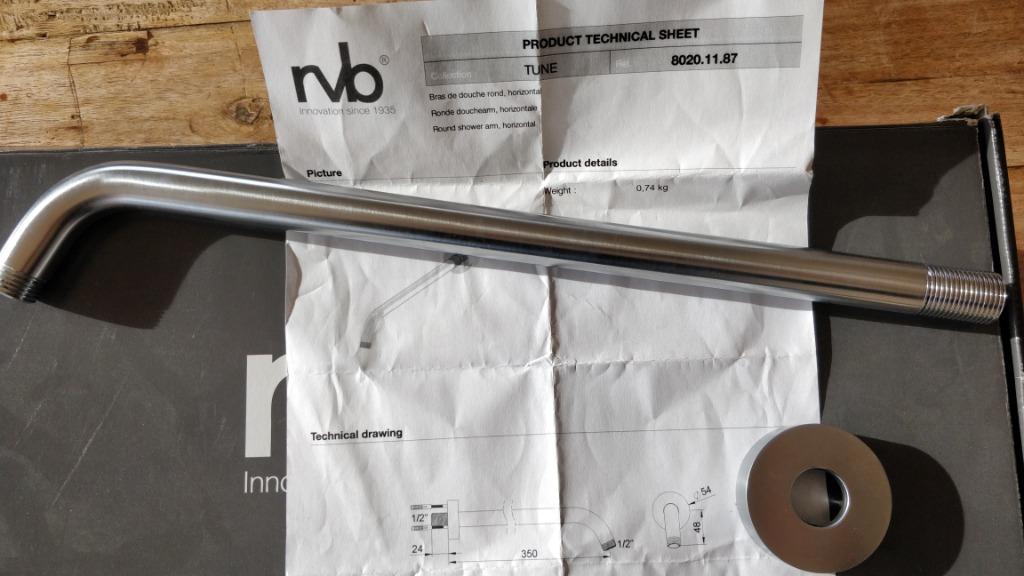 Bras de douche RVB Tune, Bricolage & Construction, Enlèvement ou Envoi, Neuf, Inox, Douche