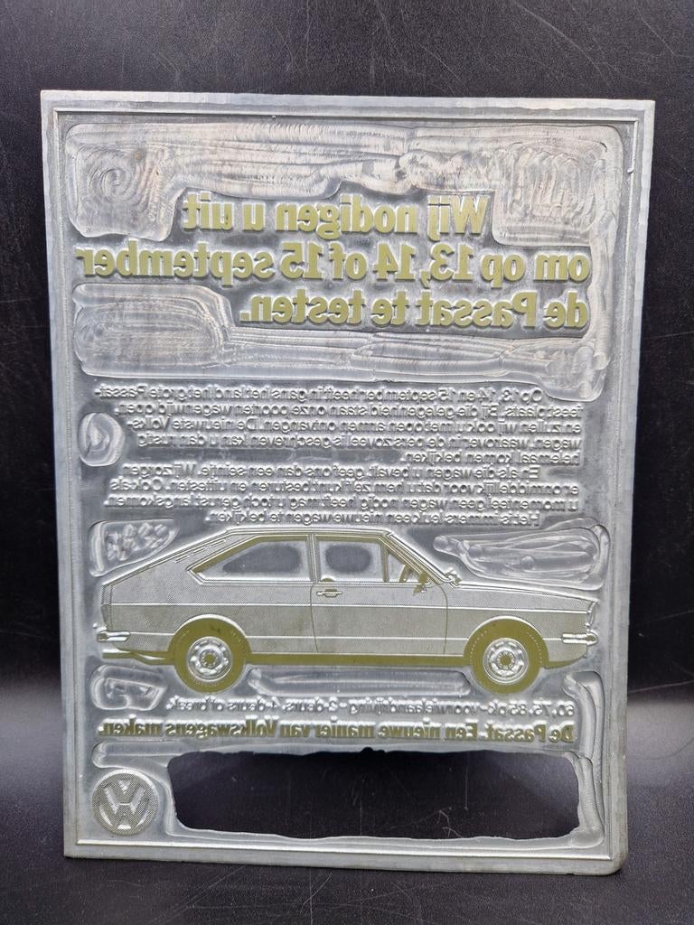 Oude metalen reclame printplaat volkswagen Passat, Ophalen of Verzenden