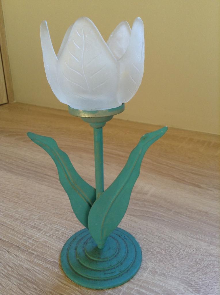 Theelichthouder - tulp, Gebruikt, Ophalen of Verzenden, Metaal, Groen