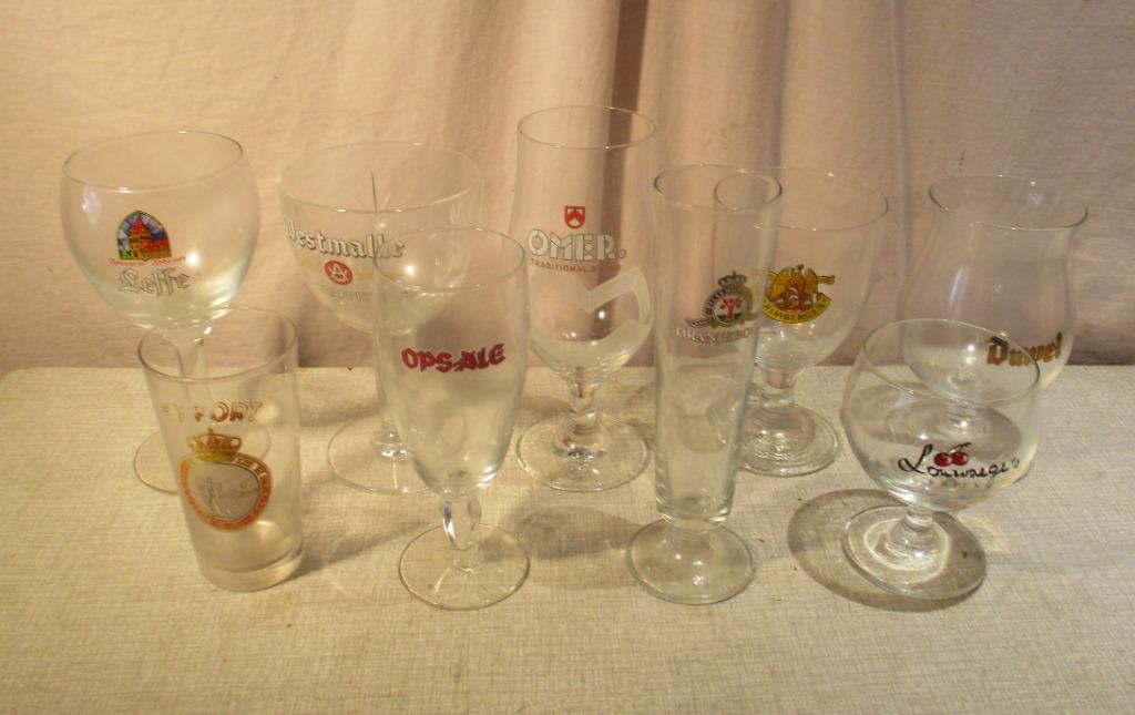 9 verres à bière des bières belges, Collections, Enlèvement ou Envoi, Comme neuf, Verre ou Verres