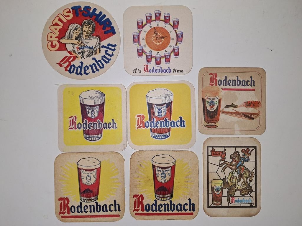 8 verschillende bierviltjes brouwerij Rodenbach Roeselare, Ophalen of Verzenden