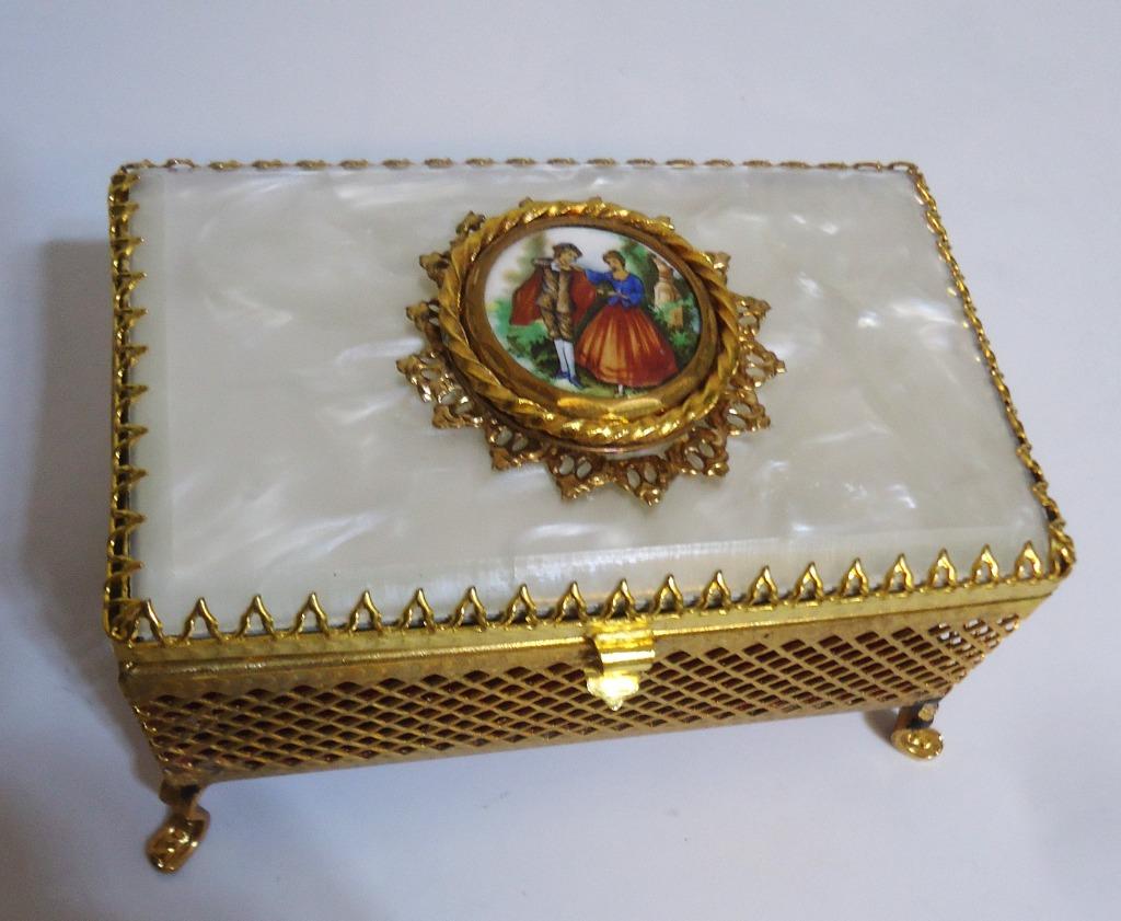 Juwelen Kist Doos Goud verguld Parelmoer Vintage✨😍💑🎁👌, Ophalen of Verzenden