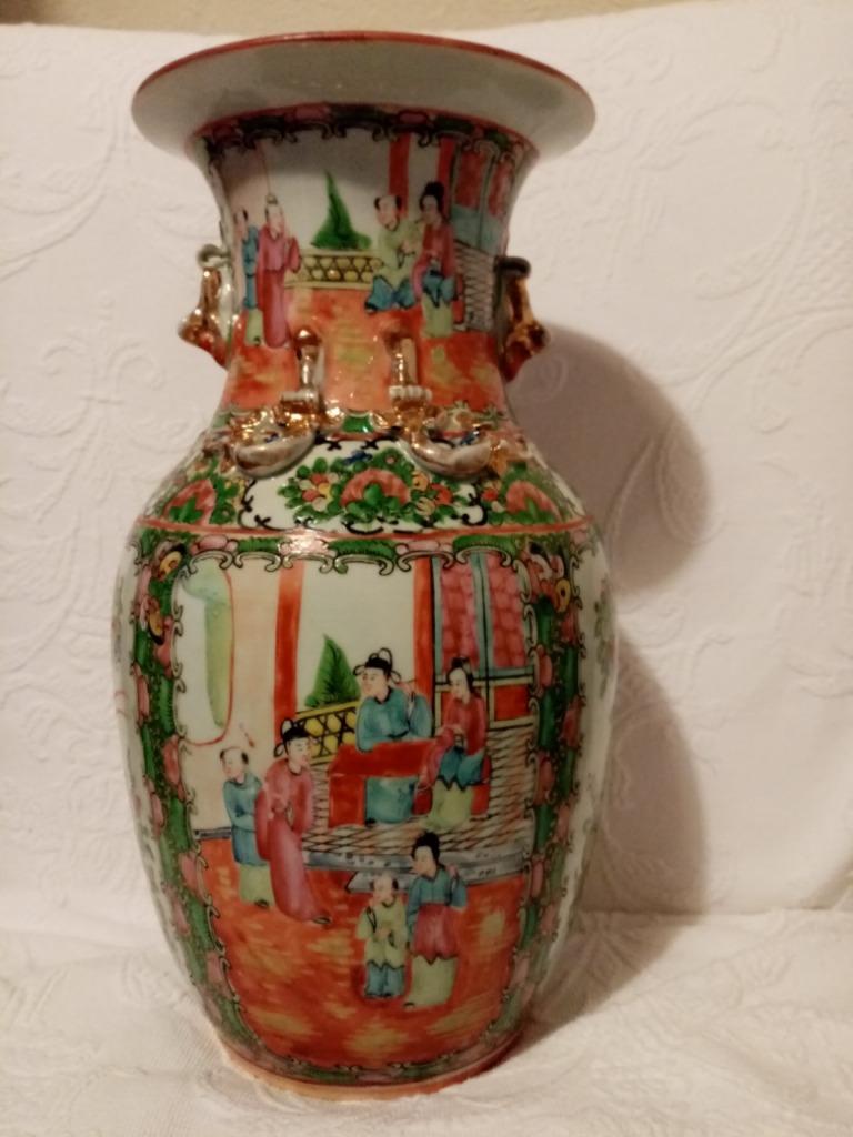 Vase chinois en porcelaine Canton 1920s  (34cm), Antiquités & Art, Enlèvement