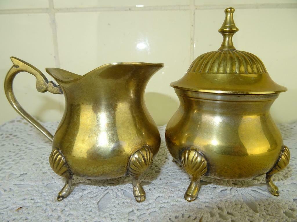 Verzilverd suiker en melk stel met leeuwenklauwen antiek wow, Ophalen of Verzenden