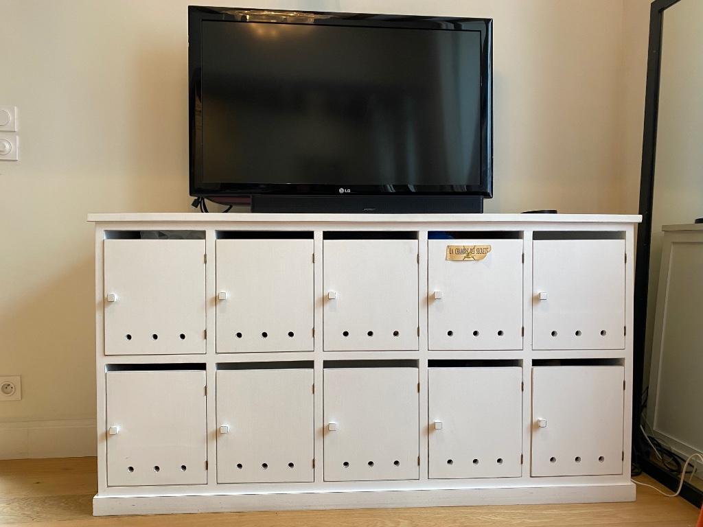Vends élégant meuble à chaussures en bois blanc, Enlèvement, Comme neuf, Campagne chic