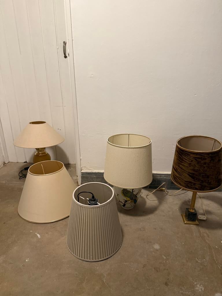 6 x lampes & abats-jour, Enlèvement, Utilisé, Beige