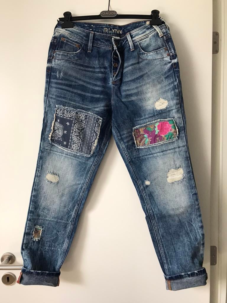 Jeans Tom Tailor Denim délavé avec patchworks et déchirures, Tom tailor, Comme neuf, Bleu, W28 - W29 (confection 36)
