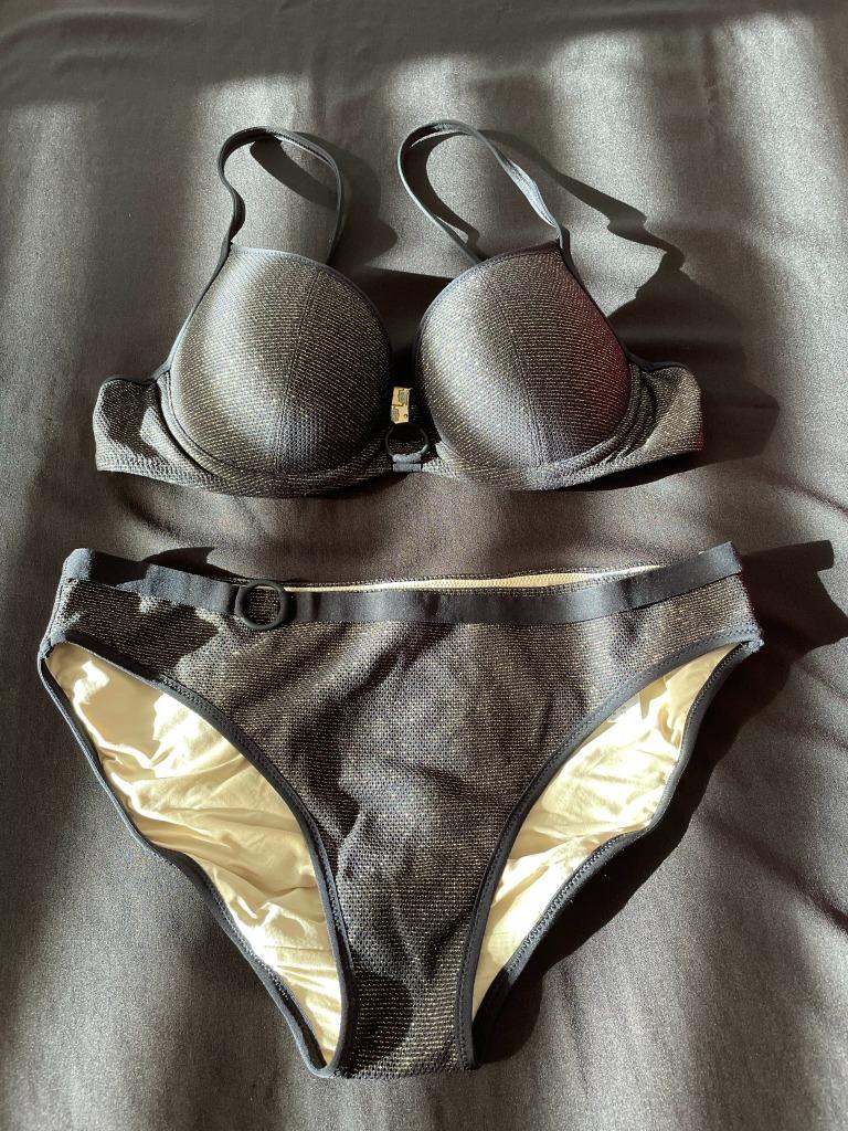 Bikini - Marie Jo - Zwart/Goud - maat 75B/Broekje 38, Ophalen, Zwart, Marie Jo, Bikini