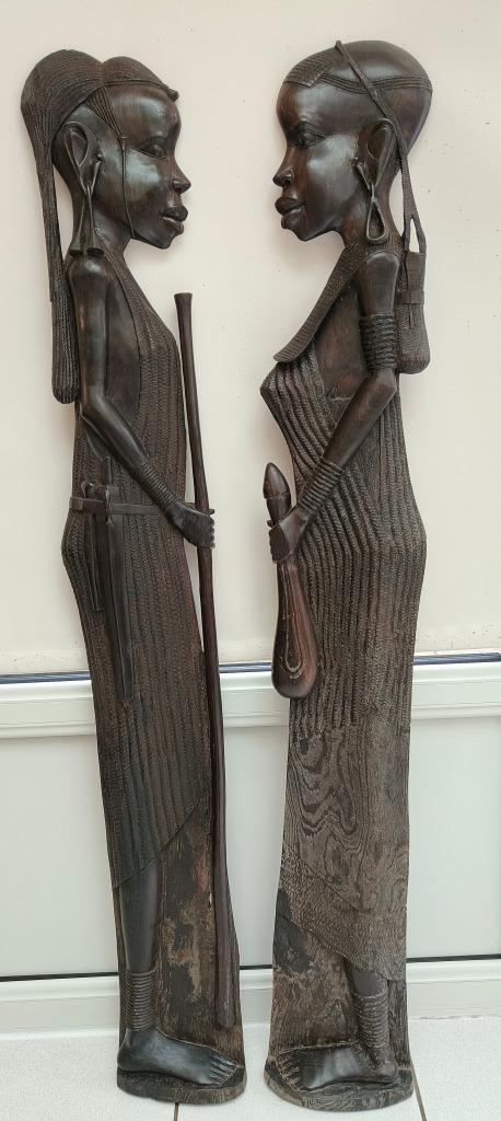 Masai koppel in ebbenhout, Antiek en Kunst, Kunst | Beelden en Houtsnijwerken, Ophalen