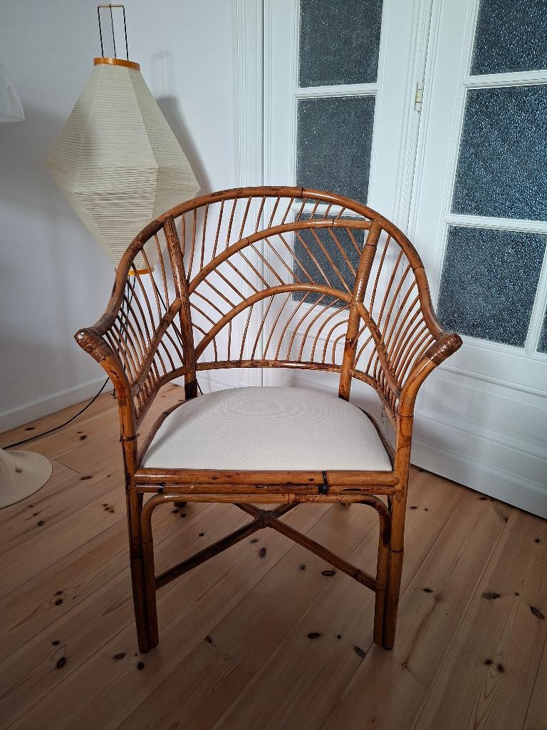 Fauteuil en bambou et rotin style Vivai del Sud 1970, Antiquités & Art, Enlèvement