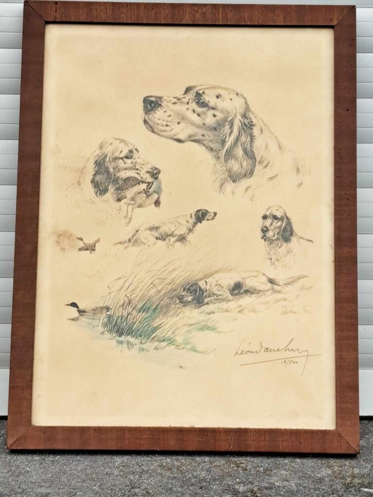 Lithographie signe Léon danchin, Ophalen of Verzenden