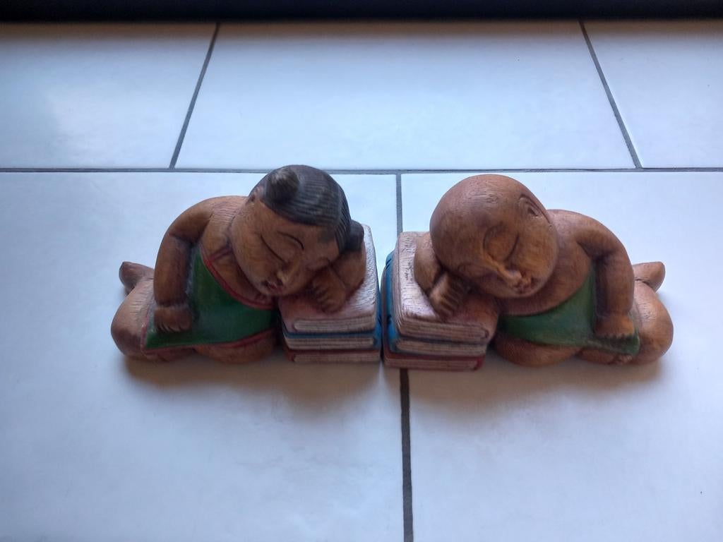 6 Thaïse houten boekensteunen, Huis en Inrichting, Ophalen of Verzenden