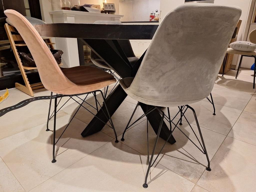 6 velvet kuipstoelen, Huis en Inrichting, Stoelen, Ophalen, Overige kleuren, Zo goed als nieuw, Stof