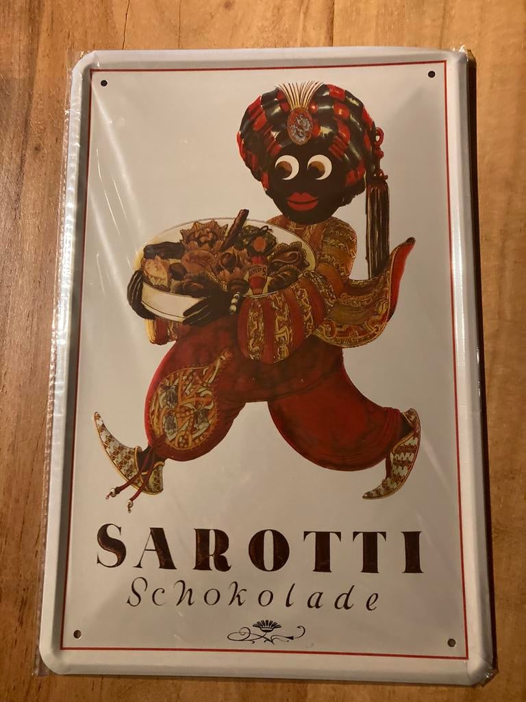 Metalen bord sarotti schokolade retro 20 x 30, Ophalen of Verzenden, Nieuw