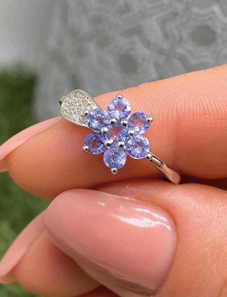 Prachtige sterling zilveren ring met tanzanieten, Blauw, Nieuw, Ophalen of Verzenden, Met edelsteen