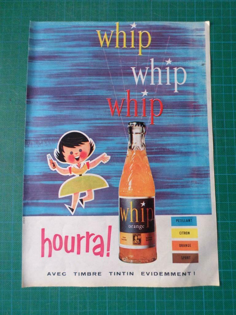 Whip Orange - publicité papier "timbre Tintin" - 1962, Enlèvement ou Envoi, Utilisé, Autres types