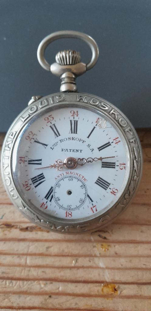 Antiek zakhorloge Louis Roskopf chemin de fer te herstellen, Ophalen of Verzenden