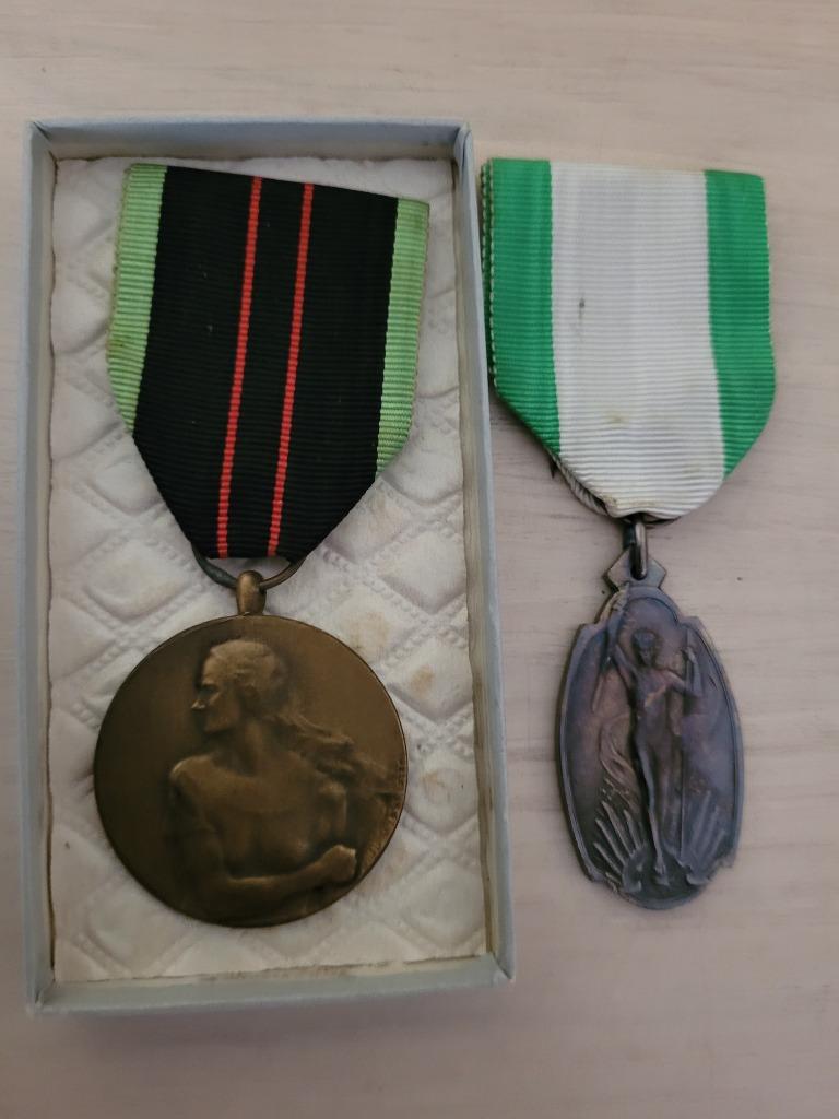 2 médaille d'honneur Médaille - BELGIQUE médaille RESISTERE, Enlèvement ou Envoi, Armée de terre, Ruban, Médaille ou Ailes