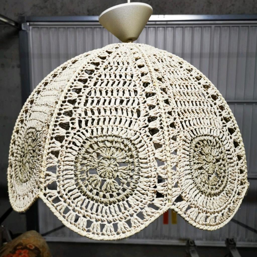 Macramé hangluster 47 cm doorsnede zeer mooi, Ophalen of Verzenden, Zo goed als nieuw, Overige materialen, Macramé retro vintage