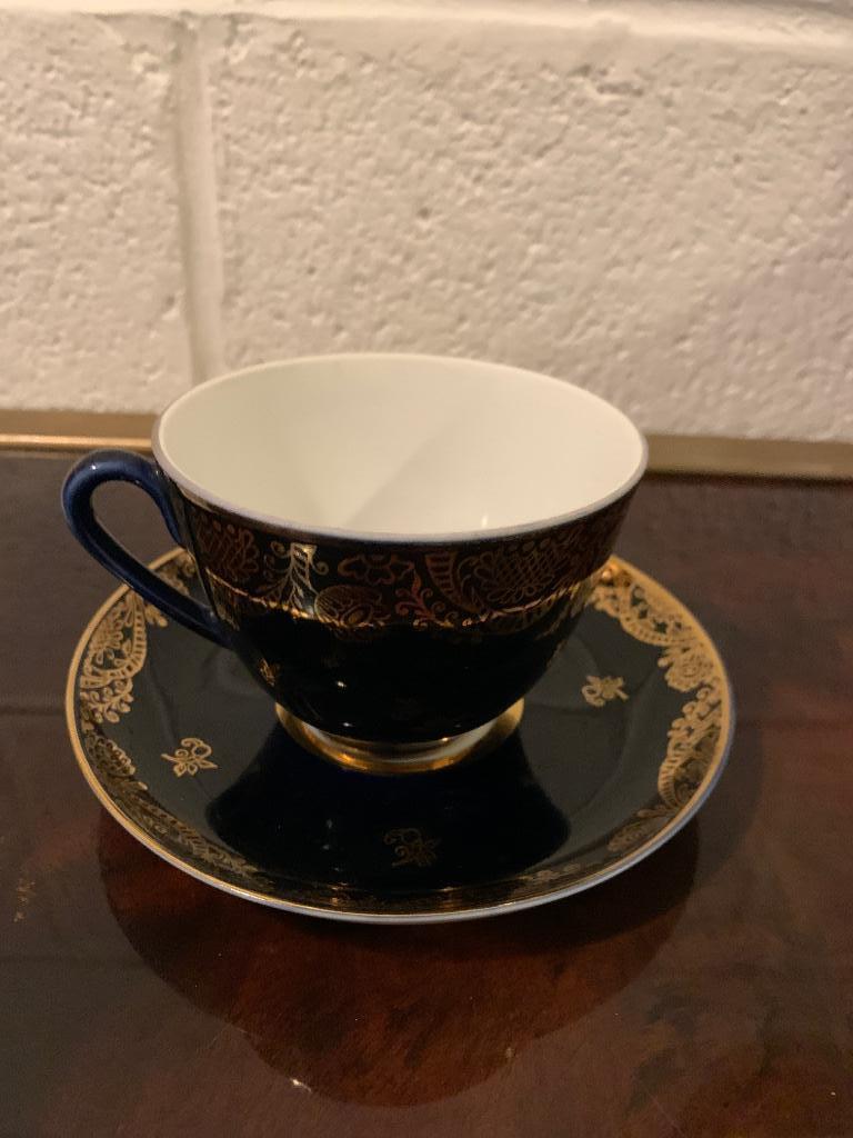 Tasse bleue cobalt dorée LFZ, Enlèvement ou Envoi