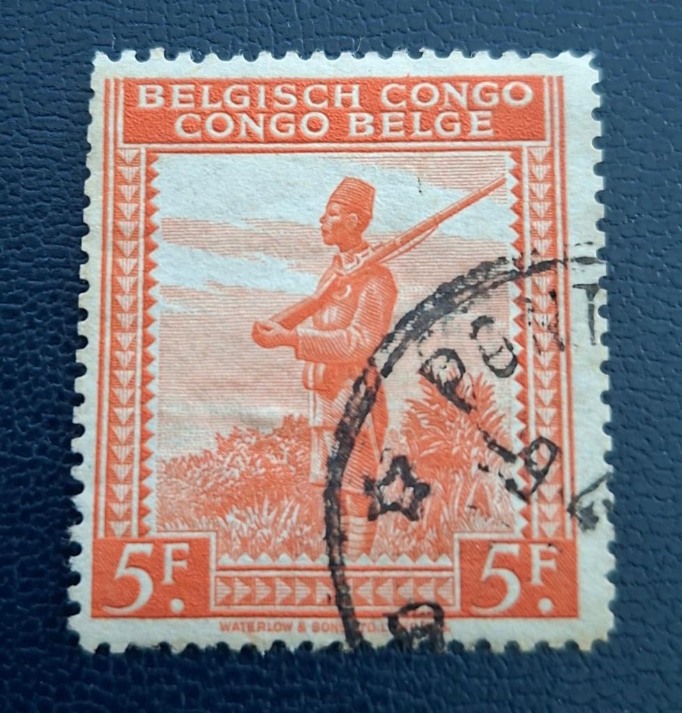 Timbre OBP 243 du Congo belge, tamponné, Enlèvement ou Envoi, Affranchi, Oblitéré