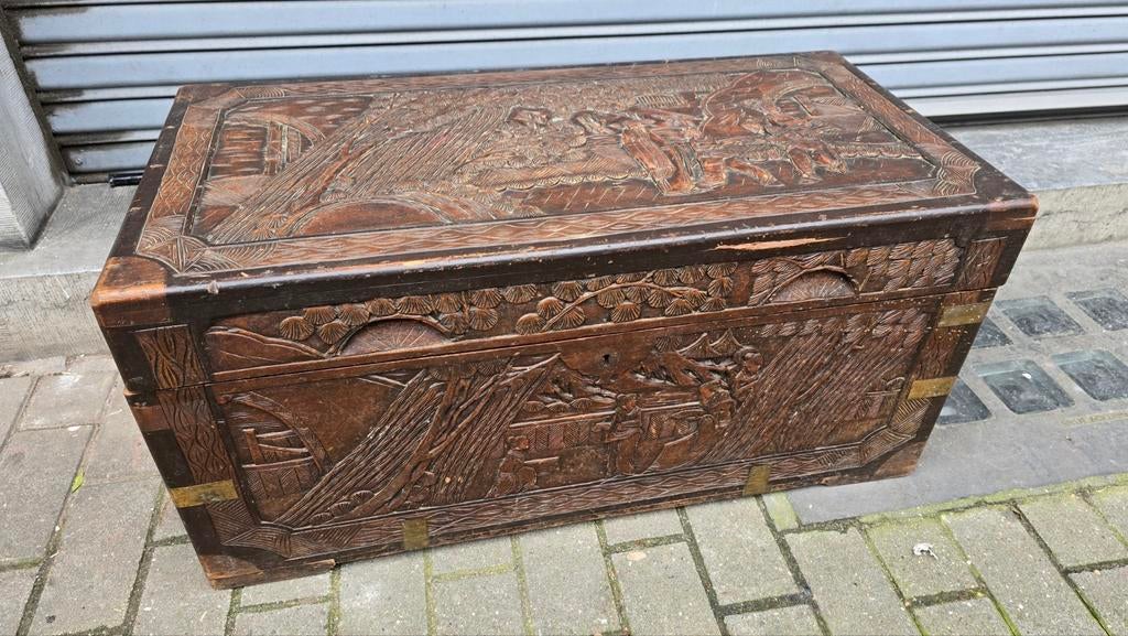 oude Chinese houten kist in perfecte staat, afmetingen 89, Ophalen of Verzenden