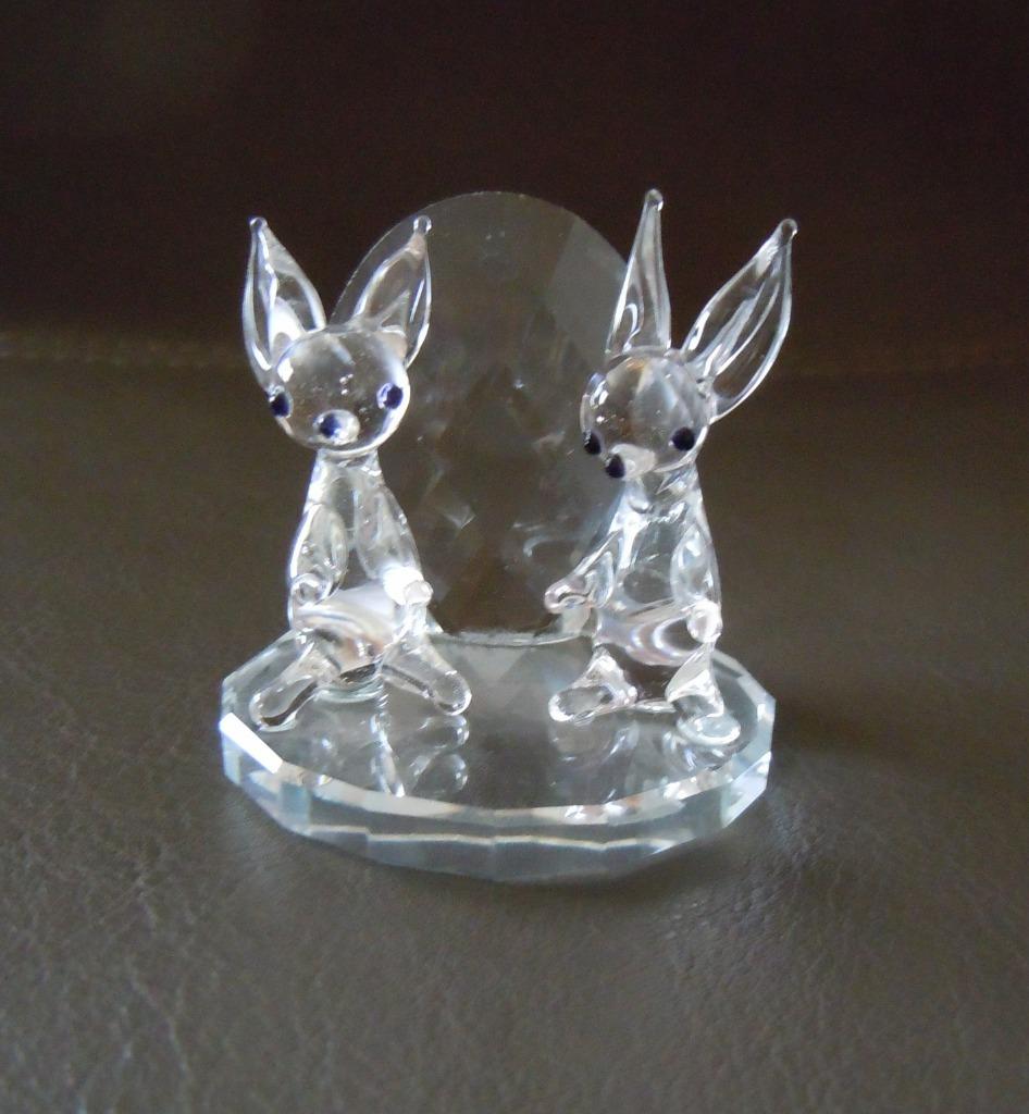 Kristallen Beeldje van koppeltje Haasjes., Verzamelen, Ophalen, Zo goed als nieuw, Dier