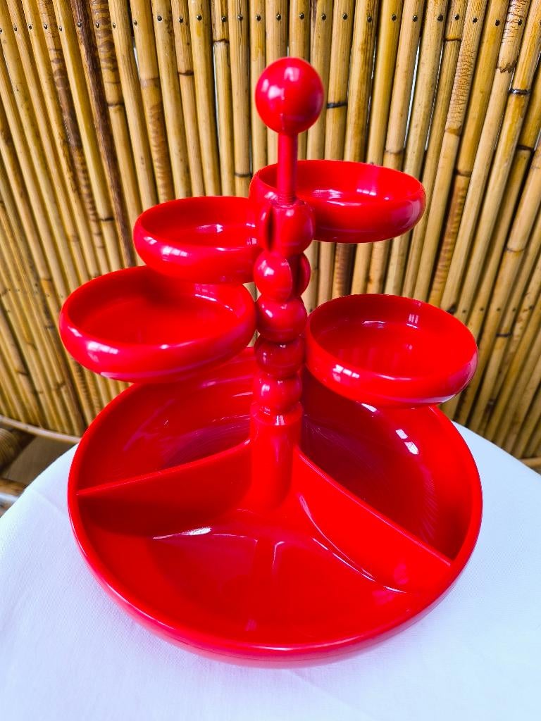 Aperitief schaal met verdiepen Emsa vintage 1970 rood, Antiek en Kunst, Ophalen of Verzenden