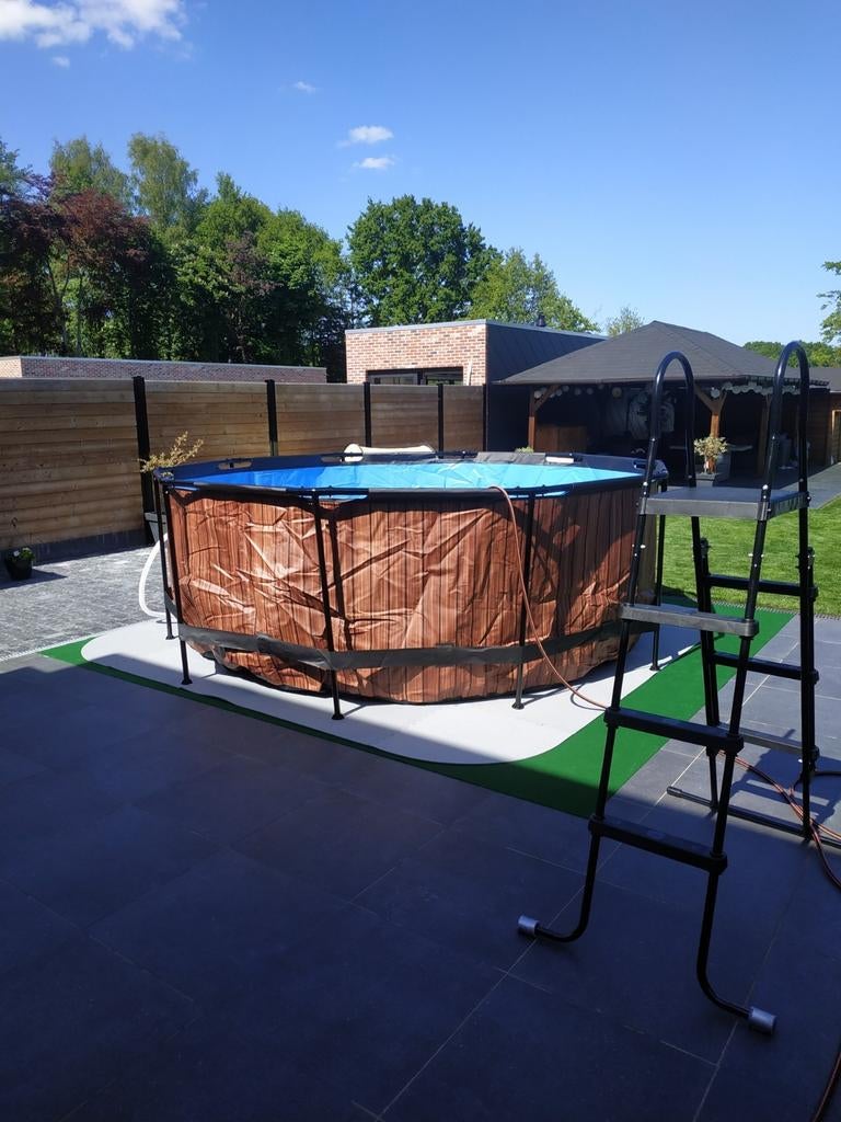Zwembad exit wood diamet 360 x 122diep Zandfilter inclusief, Ophalen, Zo goed als nieuw