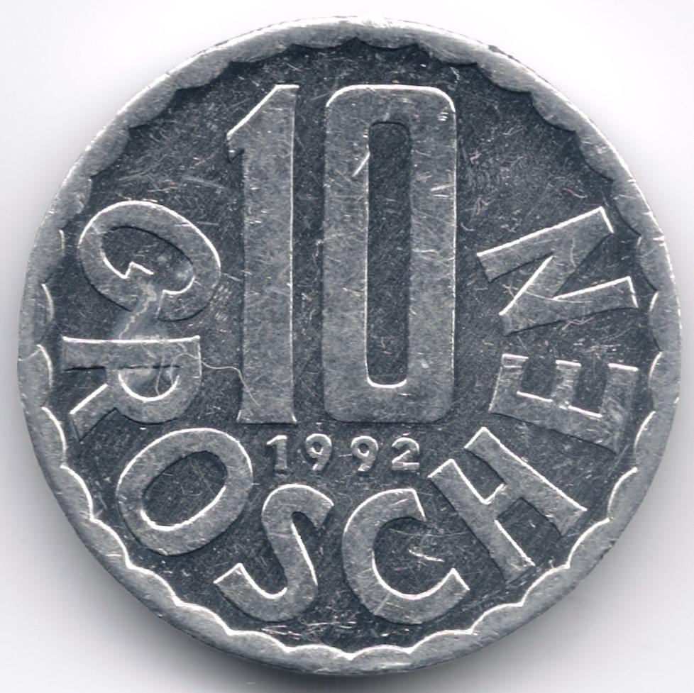 Autriche : 10 Groschen 1992 KM #2878 Ref 6209, Enlèvement ou Envoi, Autriche, Monnaie en vrac