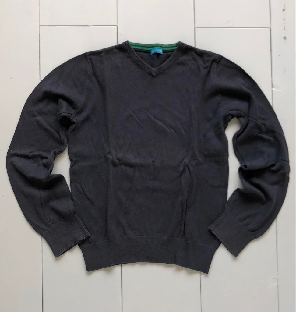 donker grijs pulletje V-hals HEMA 134 140 trui truitje pull, Gebruikt, Trui of Vest, Ophalen of Verzenden, Hema