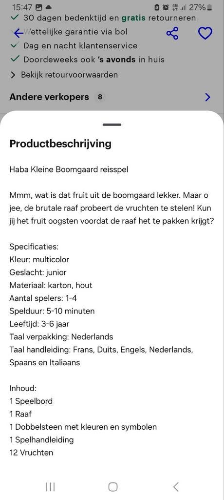 Haba boomgaard spel reisformaat, Ophalen of Verzenden