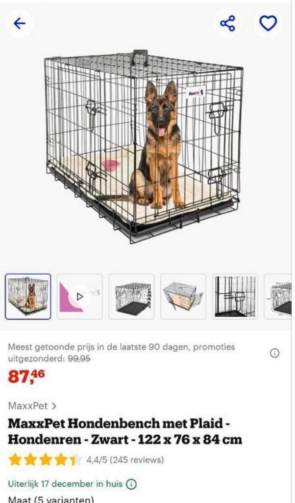 Plooibaar XXL hondenbench met twee deuren, Dieren en Toebehoren, Hondenbenches, Ophalen, Zo goed als nieuw