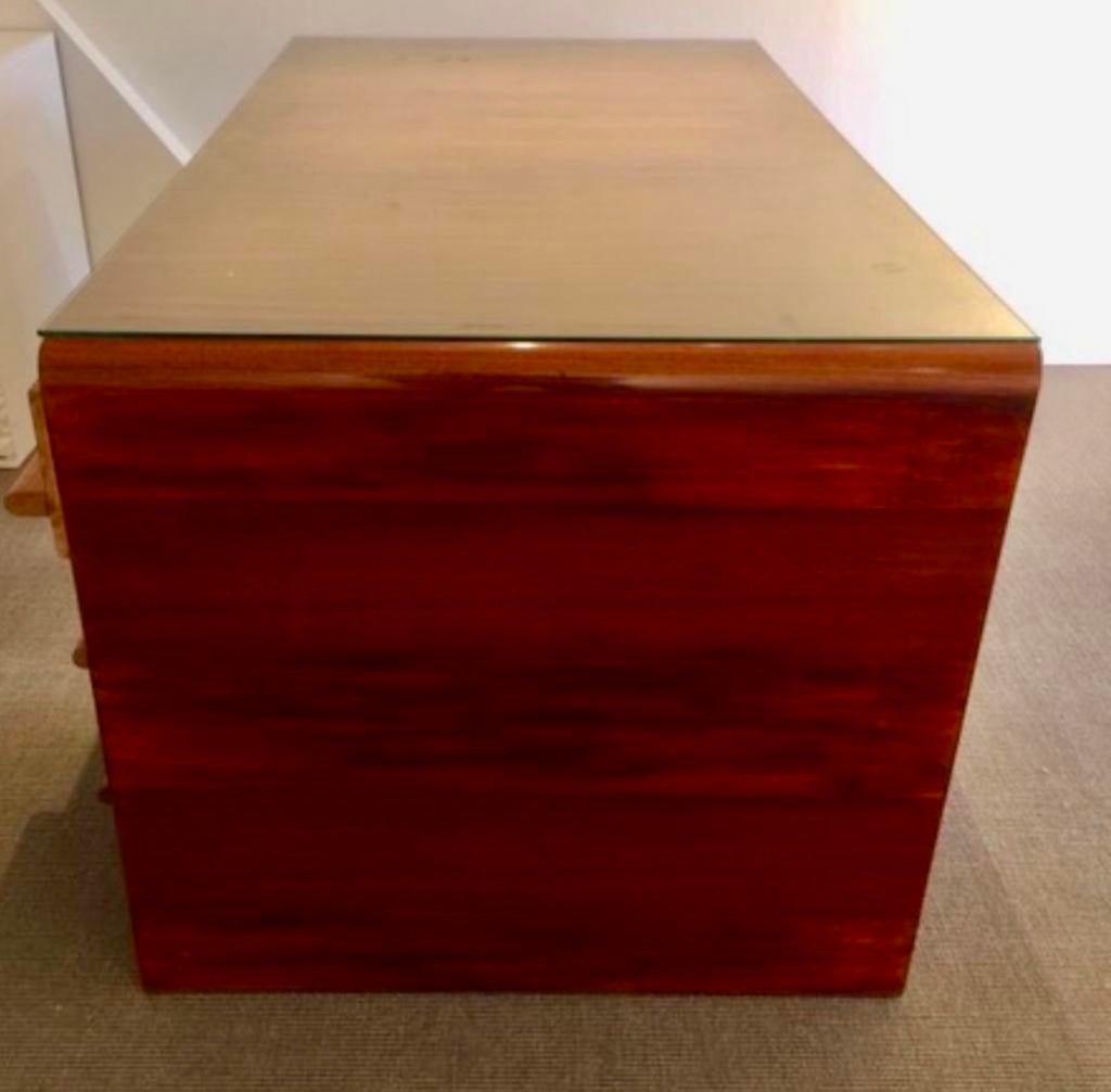 Art Deco Macassar bureau met bescherm glas, Huis en Inrichting, Bureaus, Ophalen of Verzenden, Gebruikt
