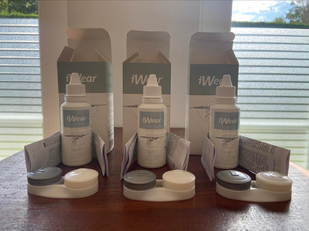 Lot Neuf de 3 produits pour lentilles de contact iWear Agile, Overige merken, Overige kleuren, Nieuw, Ophalen of Verzenden