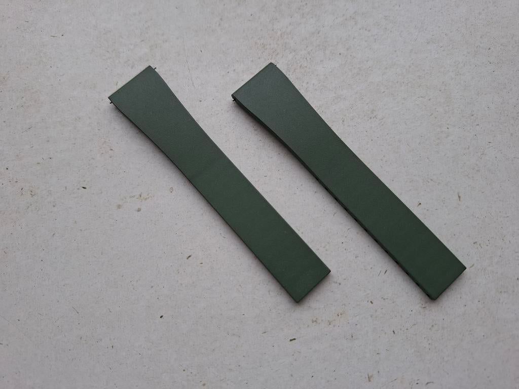 20 mm olijfgroene op maat gesneden rubberen horlogeband nieu, Ophalen, Groen