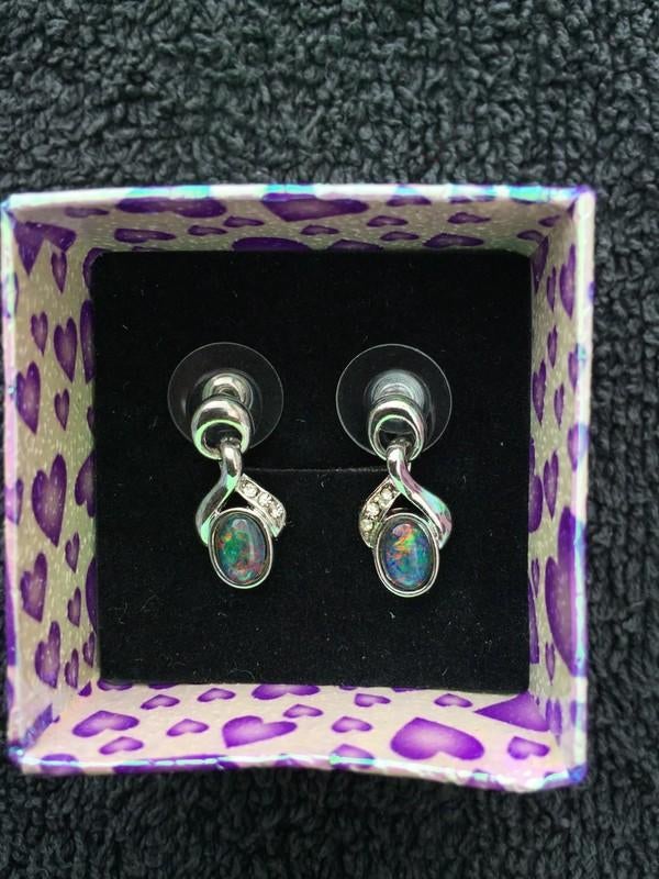 Boucles d'oreilles en argent, opale, triplet, triplet, Enlèvement ou Envoi, Avec pierre précieuse, Argent, Argent