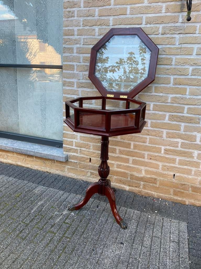Table d'appoint unique en acajou avec verre taillé, Enlèvement ou Envoi