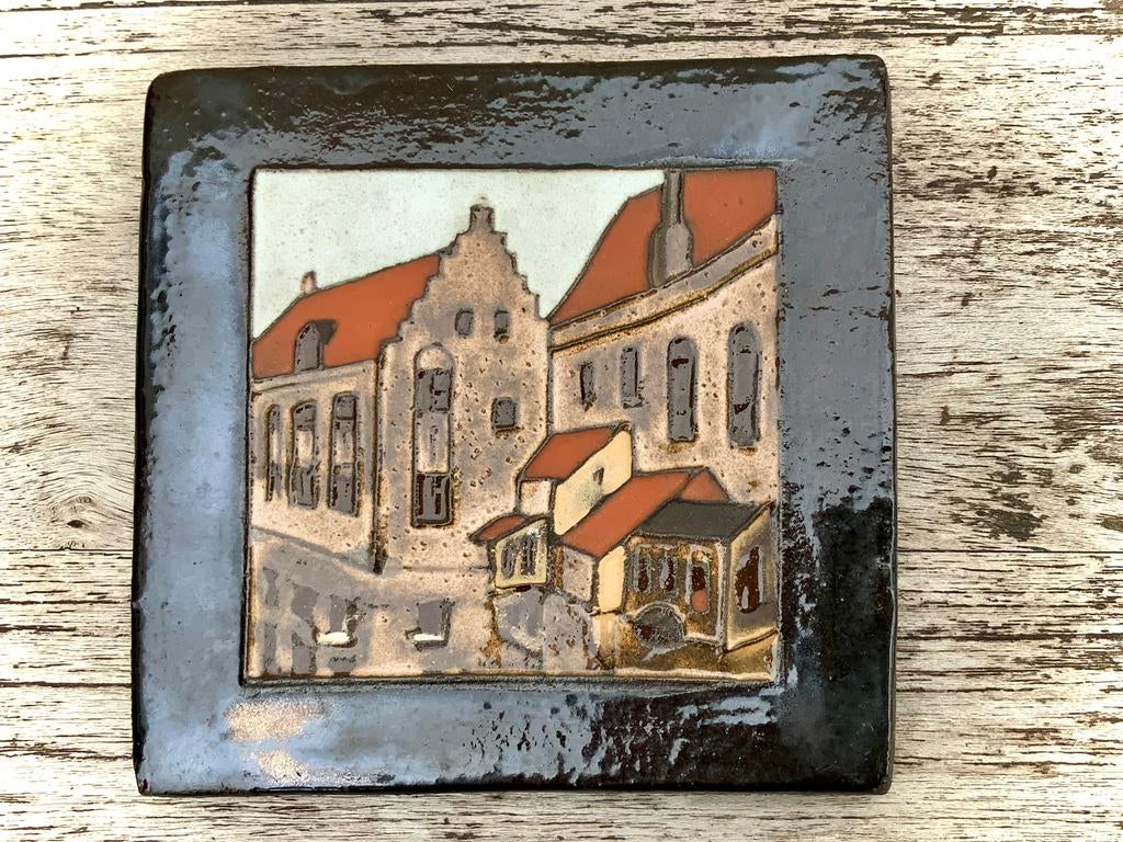 Argus decoratieve handgemaakte wandtegel Brugge., Antiek en Kunst, Ophalen