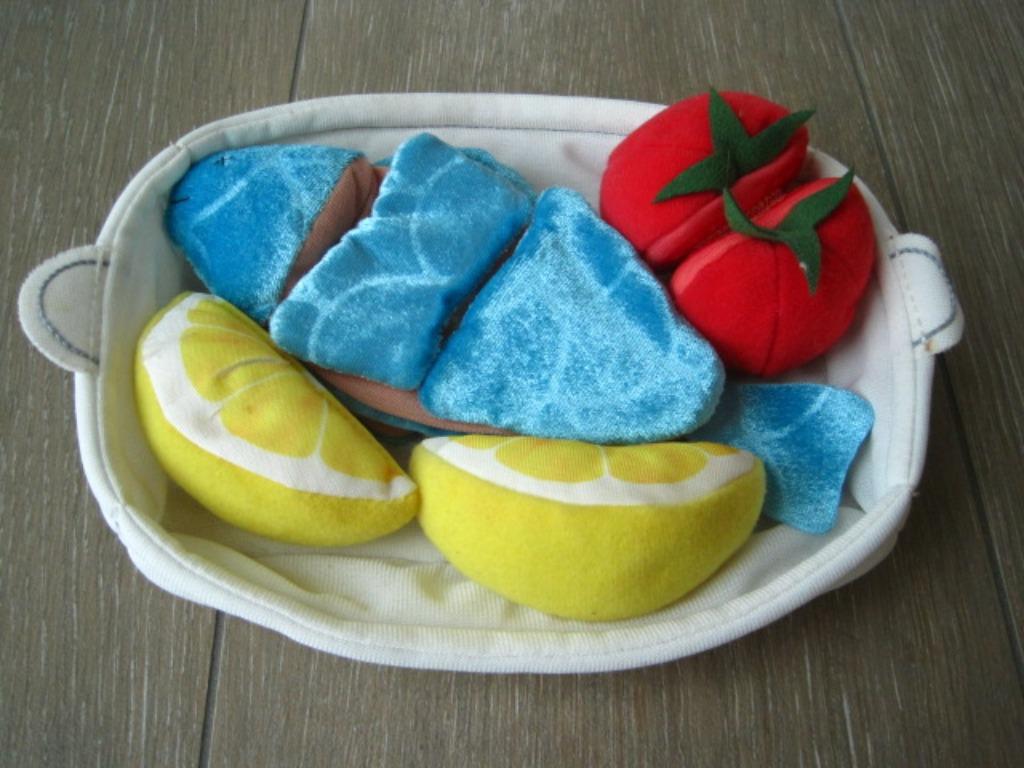 Corbeille à poissons jouet en tissu, Enlèvement ou Envoi, Utilisé, Matériaux autres, Accessoires de cuisine de jeu