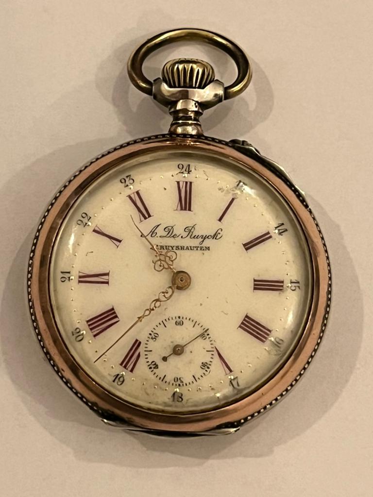 Montre de poche en argent A. De Ruyck Cruyshautem, Enlèvement, Argent, Montre de poche