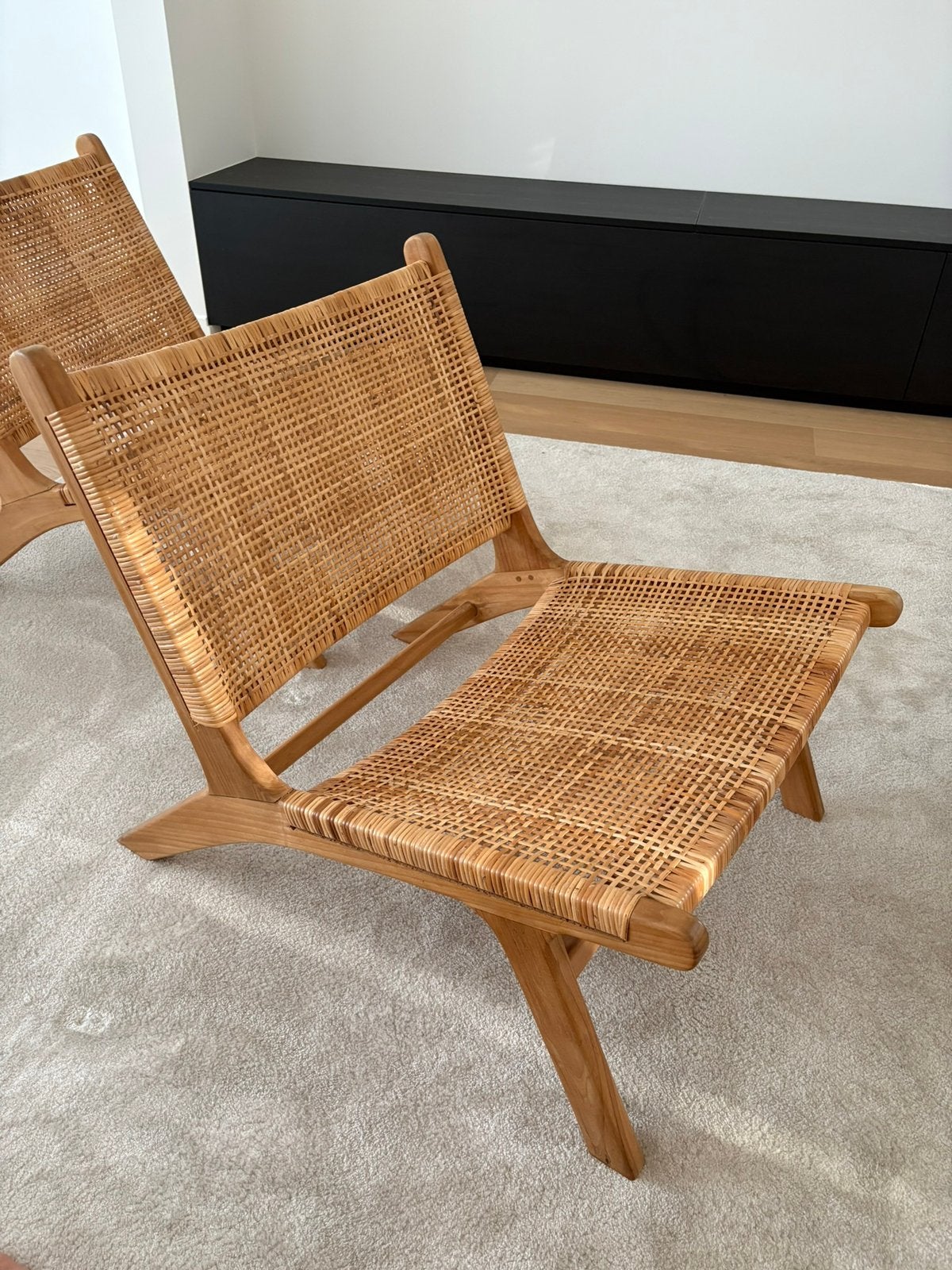 Livingstoelen Rotan Riet, Huis en Inrichting, Ophalen, Gebruikt, Twee, Bruin