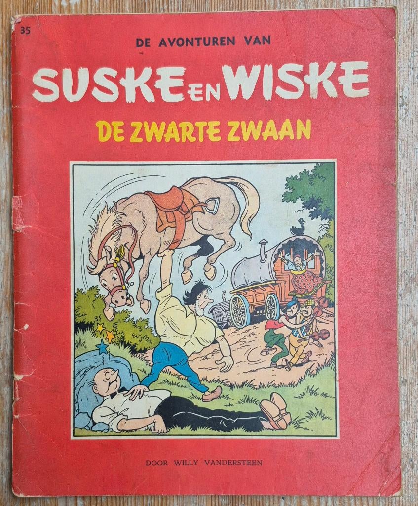 Suske en Wiske 35 De zwarte zwaan 1e druk 1959 Vandersteen, Gelezen, Willy Vandersteen, Eén stripboek, Ophalen of Verzenden