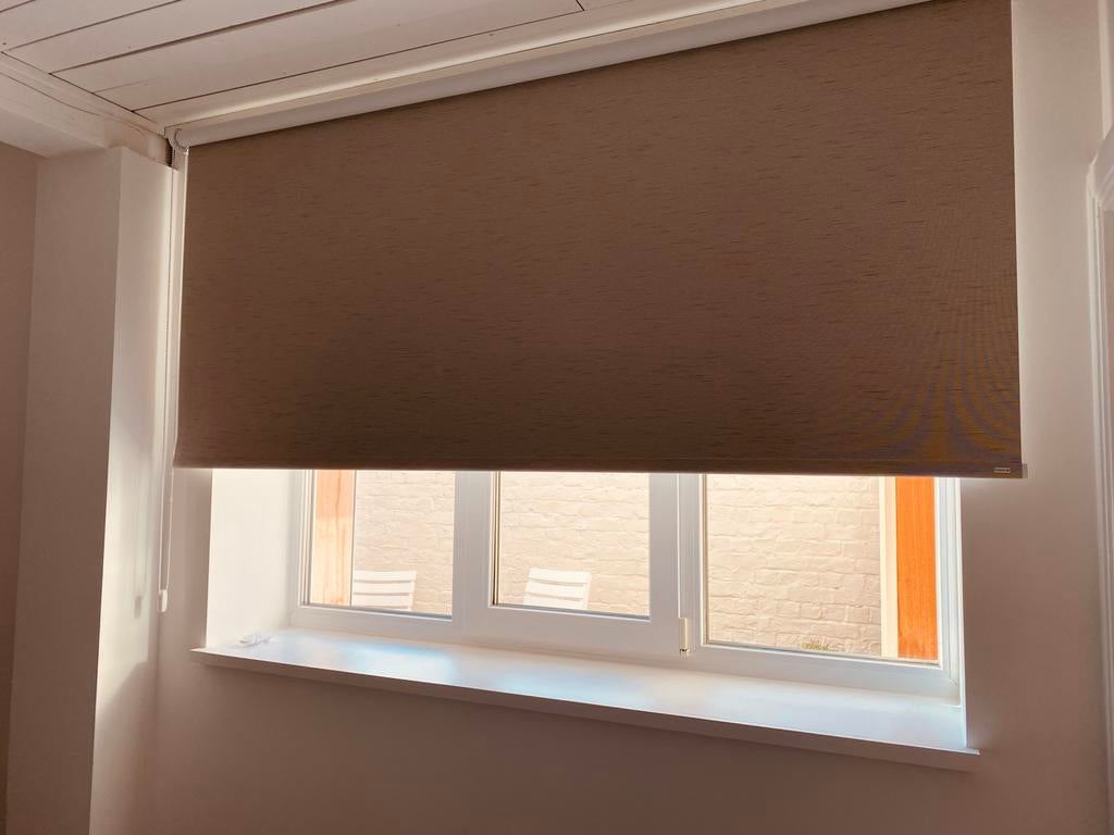 grijze zonnewerking Heytens, Huis en Inrichting, Stoffering | Gordijnen en Lamellen, Zo goed als nieuw, Minder dan 100 cm, 200 cm of meer