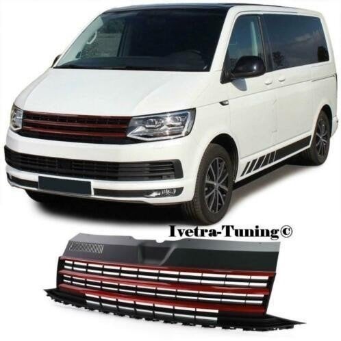Embleemloze Grill Volkswagen Transporter T6 [Zwart-Rood], Autos : Divers, Tuning & Styling, Envoi