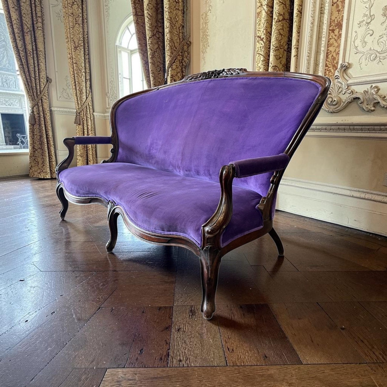 Vintage violetpaarse barok driezit / zetel / canapé, Antiek en Kunst, Ophalen of Verzenden